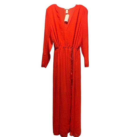NWT Brilliant Red Sheer Patterned Maxi Dress - Picture 5 of 15